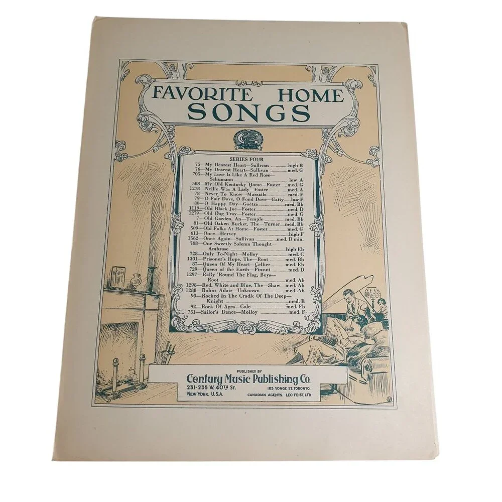 Favorite Home Songs Series Four Music Book Century Music Co Copyright 1906 Vinta